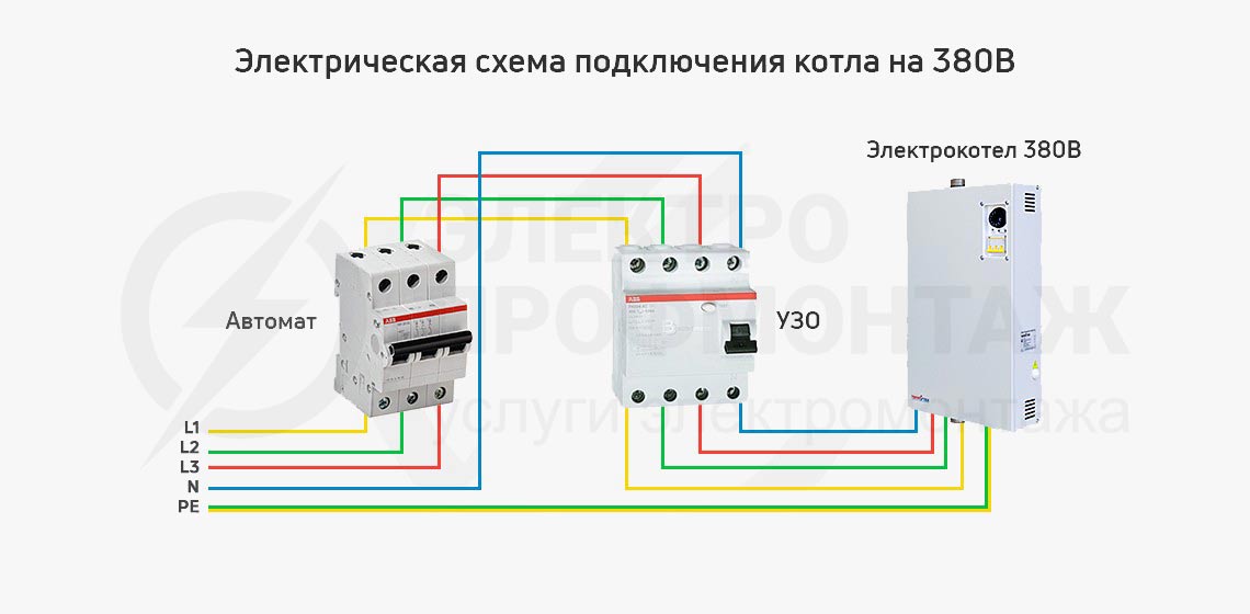 Схема подключения котла на 380В